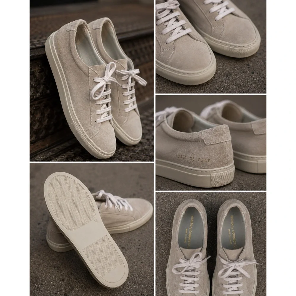 Common Projects Achilles Sneakers Women's‎ Size 6 Beige Excellent Suede Low-Top